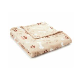 NWT Super Soft Plush Throw Paw Print  Dog Lover  60"x 50" puppy snuggle neutral
